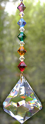 Beautiful Crystal Bell 50mm Decorated with a Rainbow of Crystal Beads.