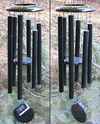 Lovely Corinthian Bells Wind Chime in Black Spectrum Iridescent Color. Incredible Sound! Beautiful, too!