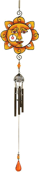 Carson Products Black Wireworks Sun Face Chime. A Bright Happy Sparkling Smile!