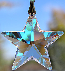 Sparkly Crystal Star (AB) With a Hanger of Rainbow of Beads!