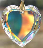 Beautiful 28mm Beveled Flat Crystal Heart in AB aurora borealis 24K Gold Coating. Yummy!