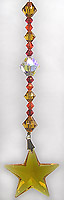 Sunset - Star 28mm Dark Honey Gold Topaz With Deep Gold, Orange, and Red Beads