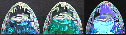 Polar Bears in Crystal Ice Cave. Over two inches tall, beautiful rainbow colors.