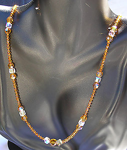 Beautiful Long Dangling Topaz Crystal Bead Necklace