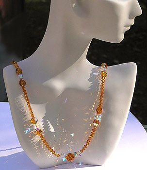 Beautiful High Fashion Crystal Bead Necklace Sparkling and Making Rainbows in Sun
