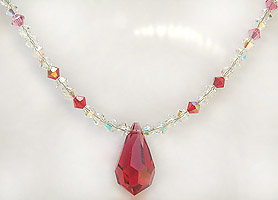 Gorgeous Jeweled Crystal Droplet Necklace 17 Inches in Length.