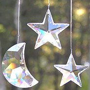 Swarovski Crescent Moon Crystal 50mm With Crystal Star 50mm and Crystal Star 40mm