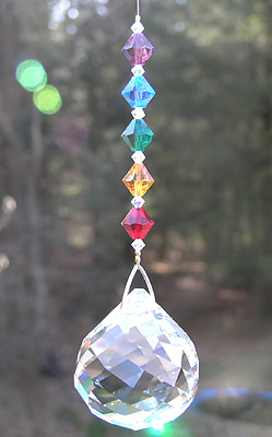 Swirl Ball 40mm Clear With Sparkling Rainbow Beads
