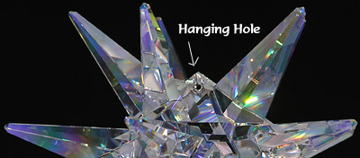 This Photo Shows Hole in Central Section of Moravian Star For the Option of Hanging the Crystal!