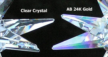 Clear Sparkling Crystal on Left and Lovely Delicate Iridescent AB Colors on Right.