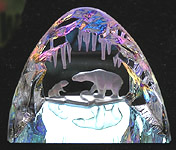 Polar Bears in a Crystal Cave with Icicles. Bermuda Blue Color. Polar Bears in a Crystal Cave with Icicles. Bermuda Blue Color.