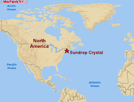 Sundrop Crystal is in New Hampshire, USA! We are not far from Boston! Here is a Map.