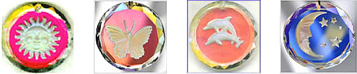 Coin Crystals. Sun, Butterfly, Dolphins, Moon. Crystals are AB, NOT colors.