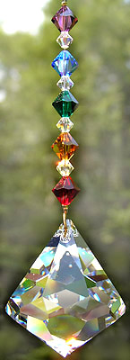 Beautiful Crystal Bell 50mm Decorated with a Rainbow of Crystal Beads!