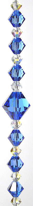 Enlarged for Detail Simple Beauty Crystal Bead Hanger Medium Sapphire Blue - Swarovski Beads