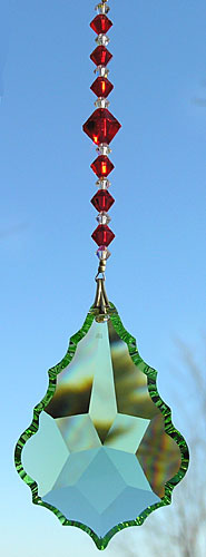 Lovely Peridot Green Baroque Star 63mm With Red Crystal Bead Hanger Lovely Peridot Green Baroque Star 63mm With Red Crystal Bead Hanger