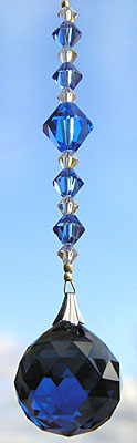Dark Sapphire Blue Crystal Ball With Sparkly Blue and Clear AB Crystal Beads!