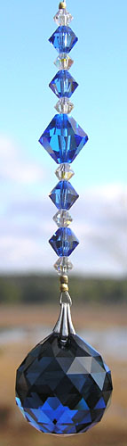 Dark Sapphire Blue Crystal Ball With Sparkly Blue Simplicity Crystal Beads!