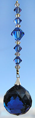 Dark Sapphire Blue Crystal Ball With Sparkly Blue and Clear AB Crystal Beads!