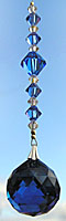Beautiful Dark Sapphire Crystal Ball with Shimmery Blue Crystal Beaded Hanger!
