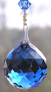 Dark Sapphire Blue Crystal Ball With Sparkly Clear AB and Blue Crystal Beads!