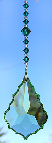 Lovely Peridot Green Baroque Star 63mm With Green Crystal Bead Hanger