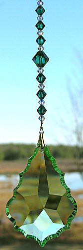 Lovely Peridot Green Baroque Star 63mm With Green Crystal Bead Hanger