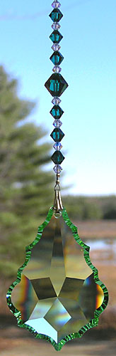 Lovely Peridot Green Baroque Star 63mm With Green Crystal Bead Hanger