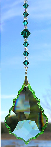 Lovely Peridot Green Baroque Star 63mm With Green Crystal Bead Hanger