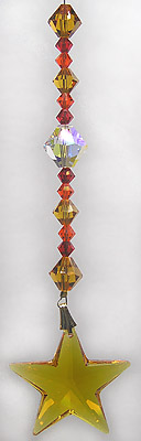 Dainty Dangle- Sunset StarDark Topaz 28mm Star with Gold , Orange and Red Beads DISABLED