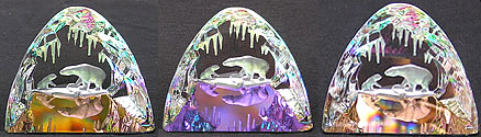 Polar Bears in Crystal Ice Cave. Over two inches tall, beautiful rainbow colors.