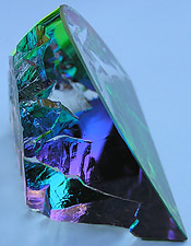 Crystal Figurine with Carved Frosted Unicorn in a Colorful Luminescent Crystal Forest. Enlarged to show detail. Actual size is 2.5 Inches Wide, 2.25 Inches Tall. Is that Unicorn admiring itself in a pond?