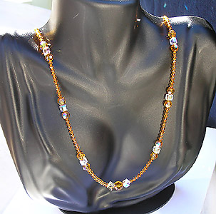 Beautiful Long Dangling Topaz Crystal Bead Necklace