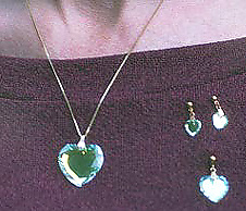 Beveled Heart 28ab Pendant, 20 Inch Chain. One 18ab & Two 10ab Earrings for Size.